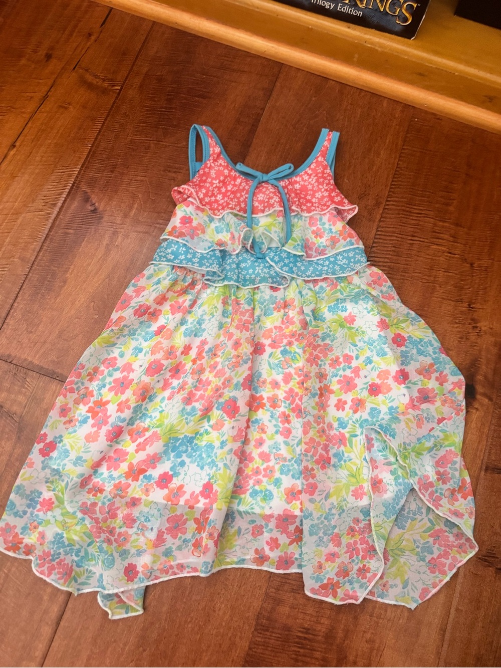 Jona Michelle Coral & Aqua Floral Ruffle Sundress